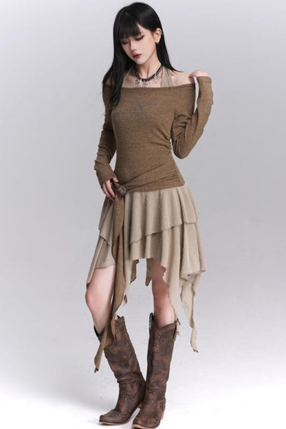 Halter Neck Off-Shoulder Dress