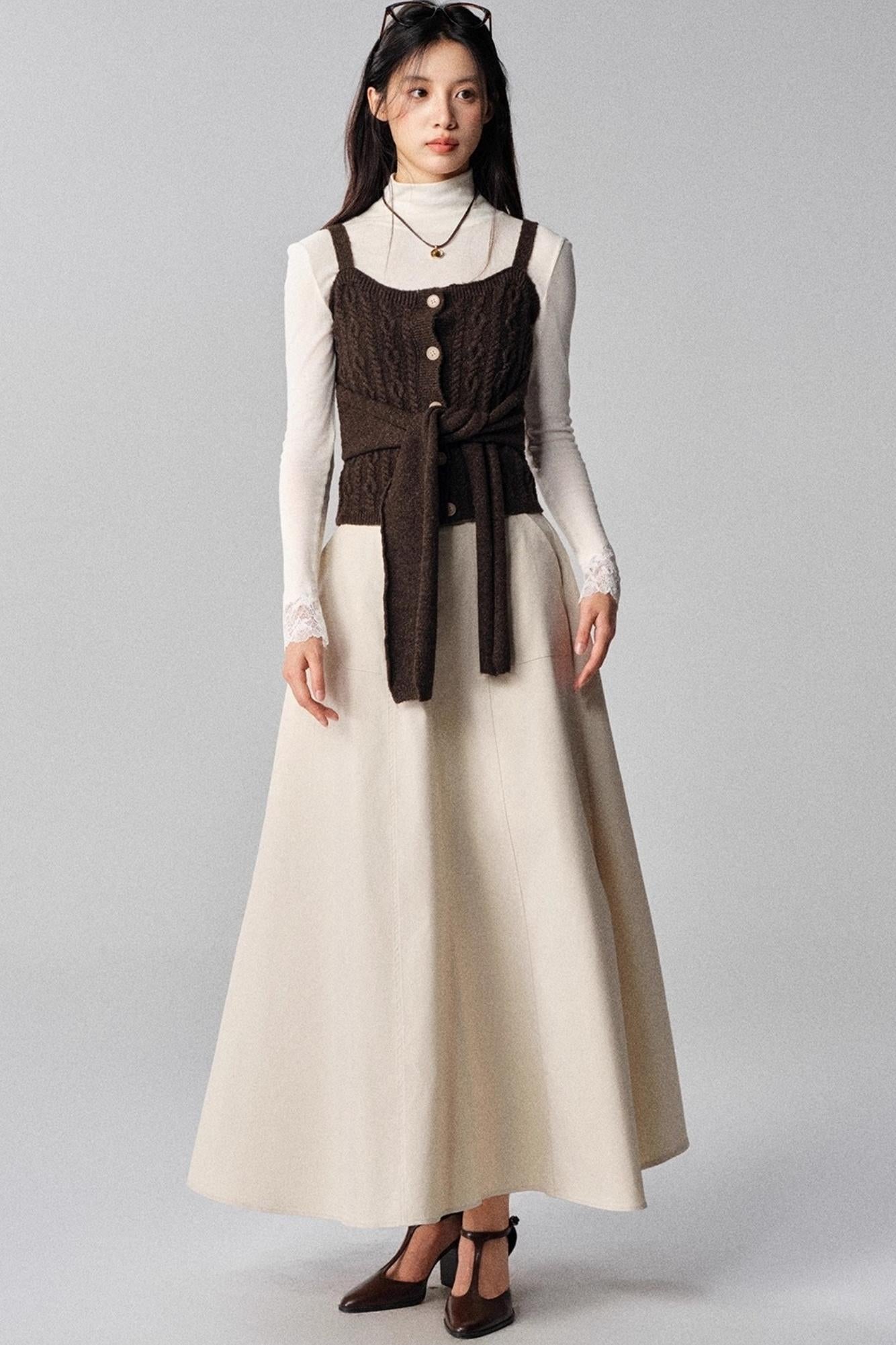 Mountains White A-Line Skirt