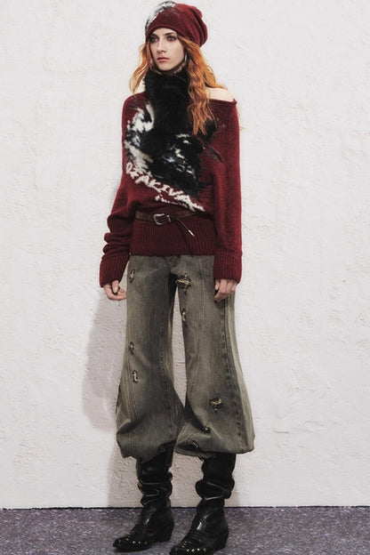 Slanted Long Sleeve Sweater