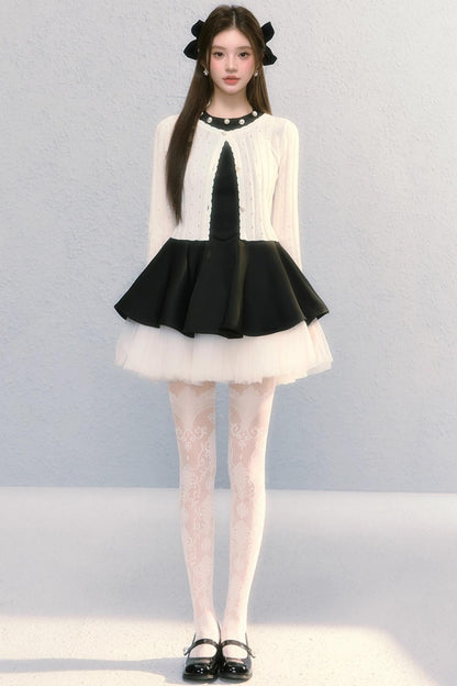 Obsidian French Bow Sleeveless A-Line Dress