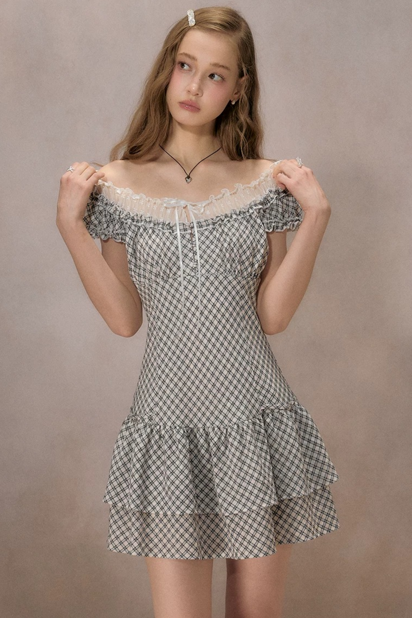 Sunny Sky Lace Plaid Dress