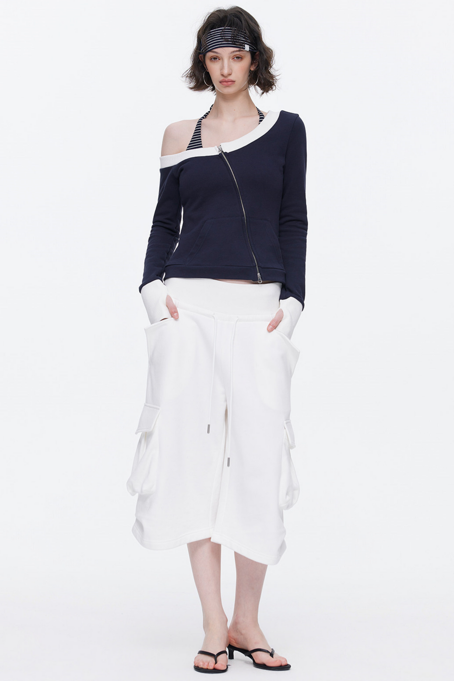 One-Shoulder Color-Blocked Top Set-Up