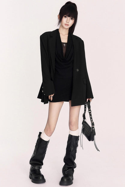 Night Rosemary Halterneck Swing Collar Wrap Dress