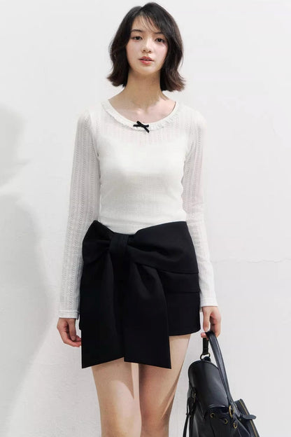 Three-Dimensional Bow Design Short Skirt