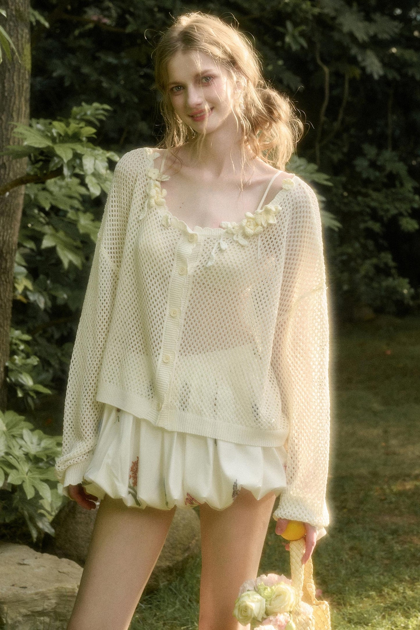 Galaxy Ice Silk Hollow Cardigan