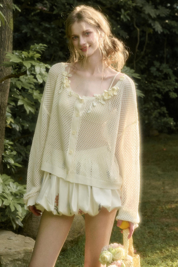 Galaxy Ice Silk Hollow Cardigan