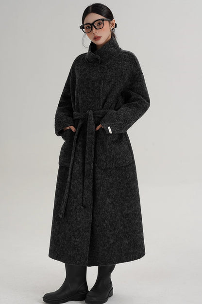 Elegant High-Neck Wool Coat