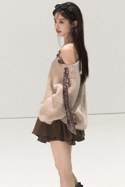 Plaid Color-Blocked A-Line Skirt