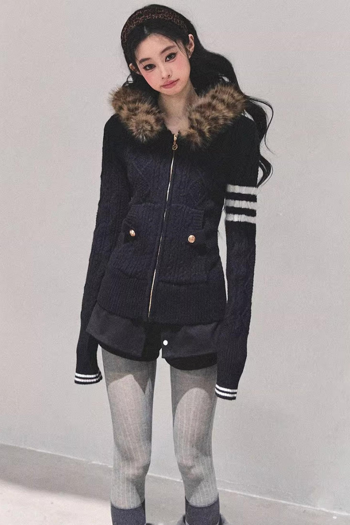 American-Style Hooded Knit Sweater