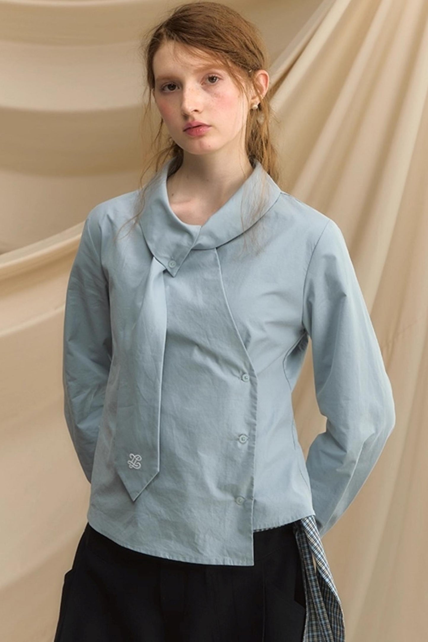 Relaxed Diagonal Plaid Shirt