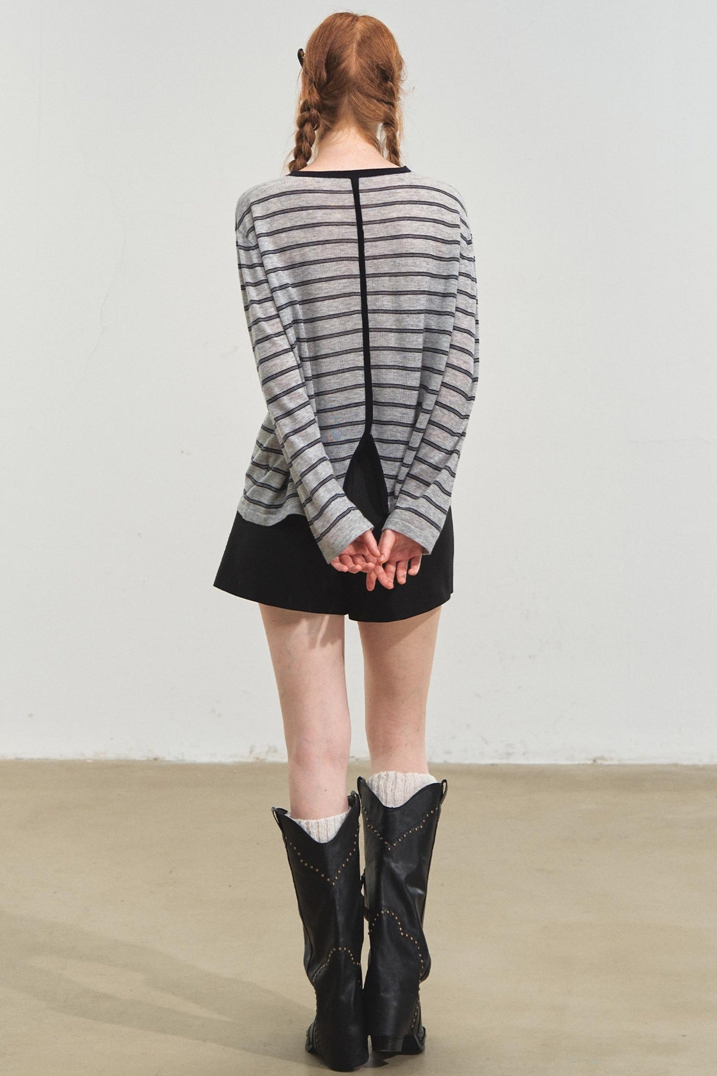 Vintage Striped Gray Knit Top