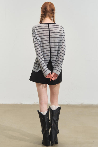 Vintage Striped Gray Knit Top