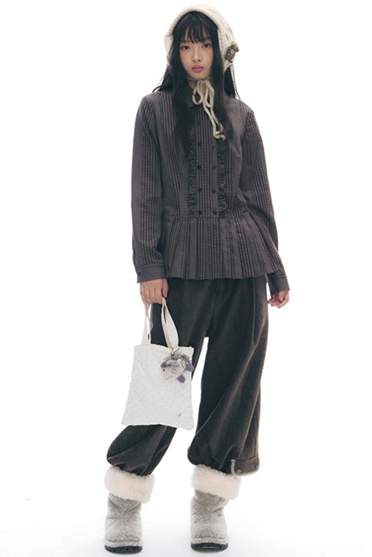 Double-Breasted Ruffled Shirt