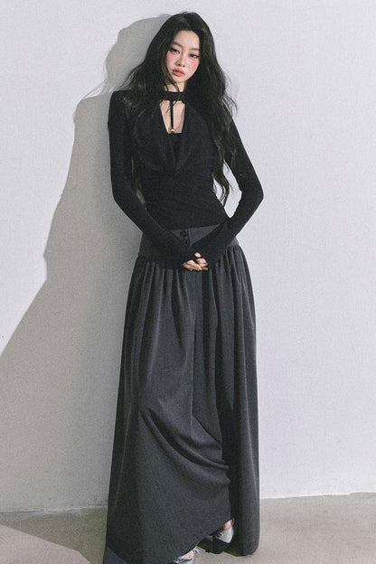 Pure Desire Long-Sleeved Black Top