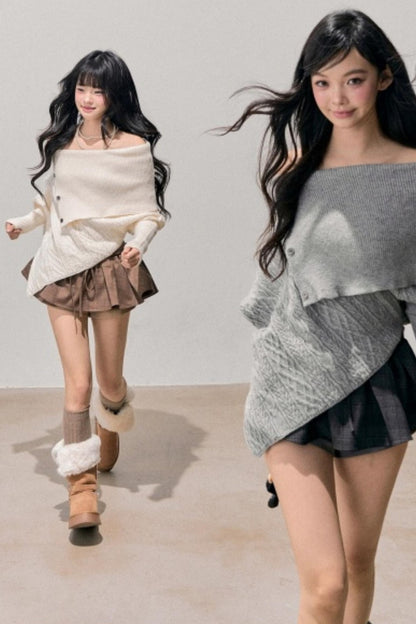 Asymmetrical French Cable Sweater