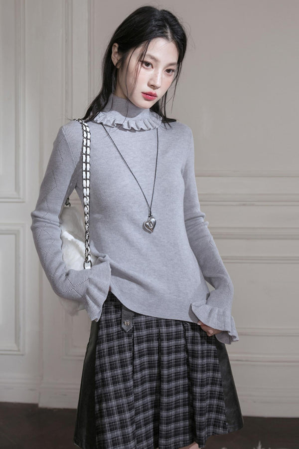 Mercerized Wool Ruffle Top