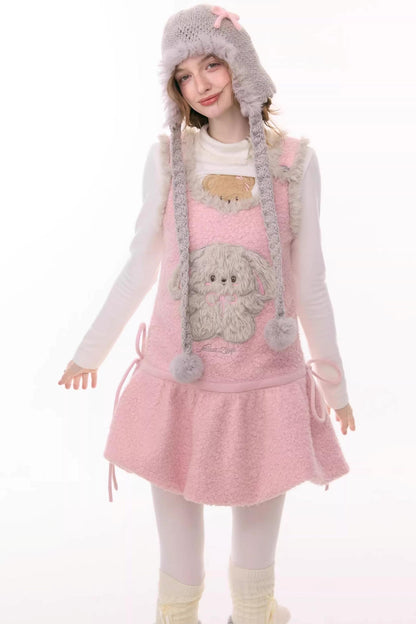 Pink Mist Plush Vest Dress