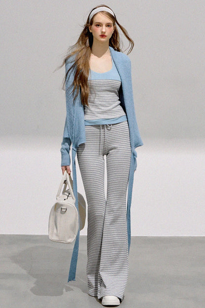 Striped Halterneck Knit Top Set-Up