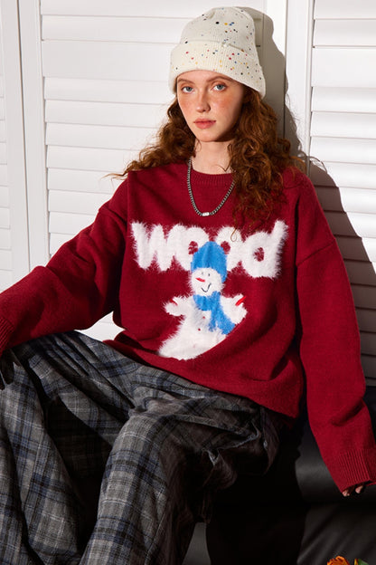 Snowman Crewneck Knit Sweater