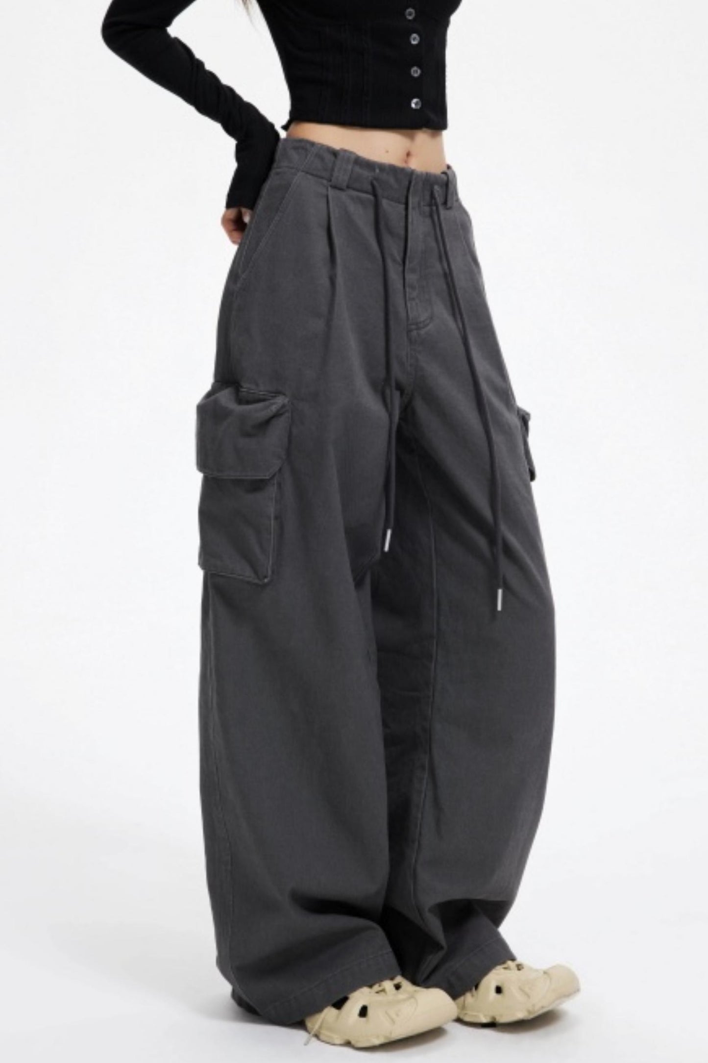 Vintage Drawstring Loose Cargo Pants