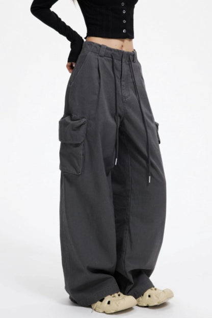 Vintage Drawstring Loose Cargo Pants