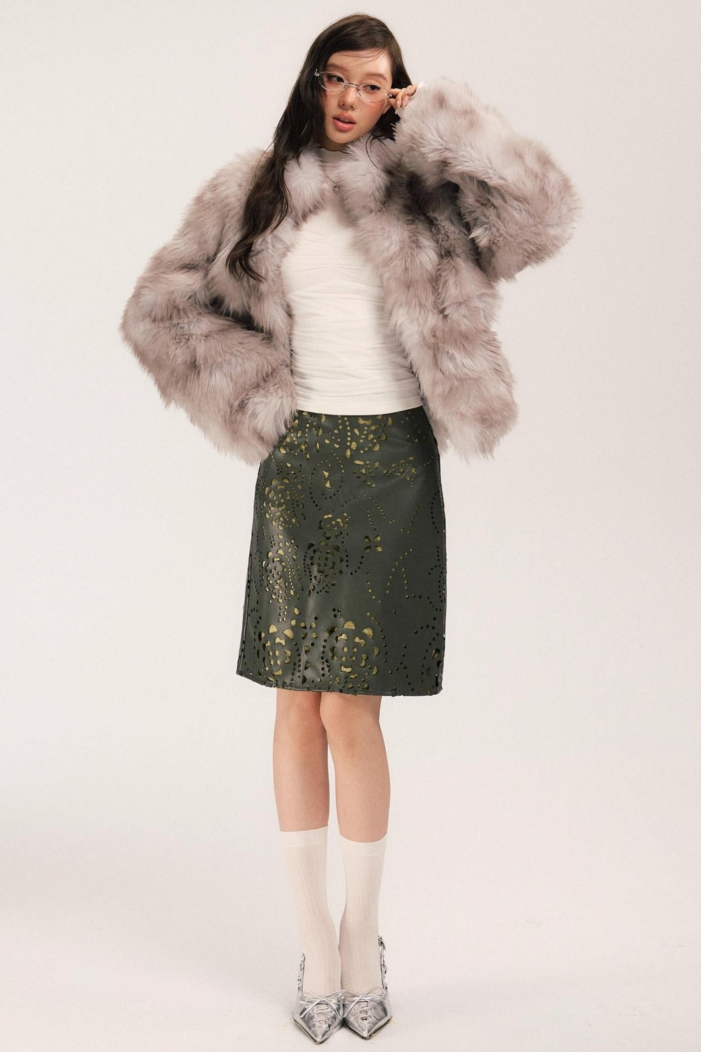 Sassy Vintage Cutout Leather Skirt