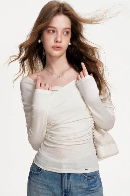 Romantisches Woll-Falten-Top