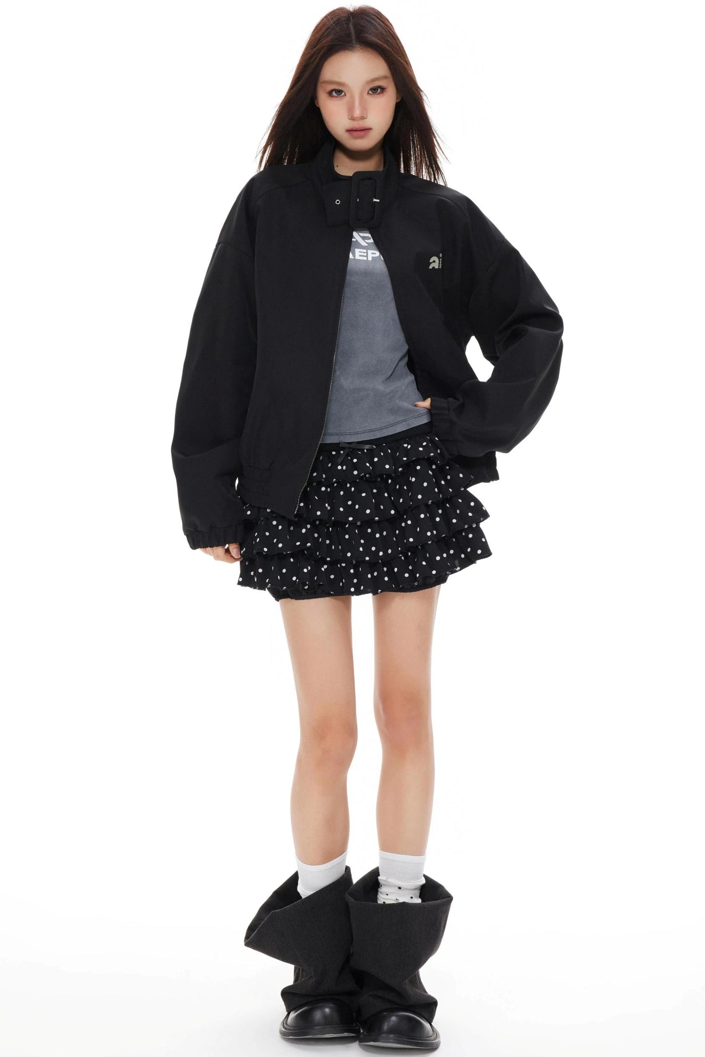 Polka Dot Stand-Up Jacket