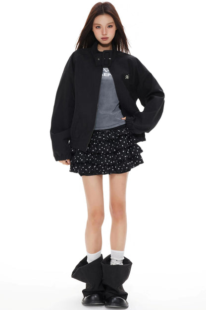 Polka Dot Stand-Up Jacket