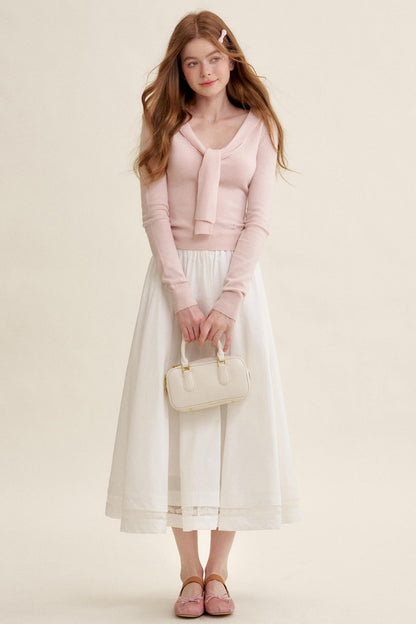 Romantic Navy Knit Shawl Top