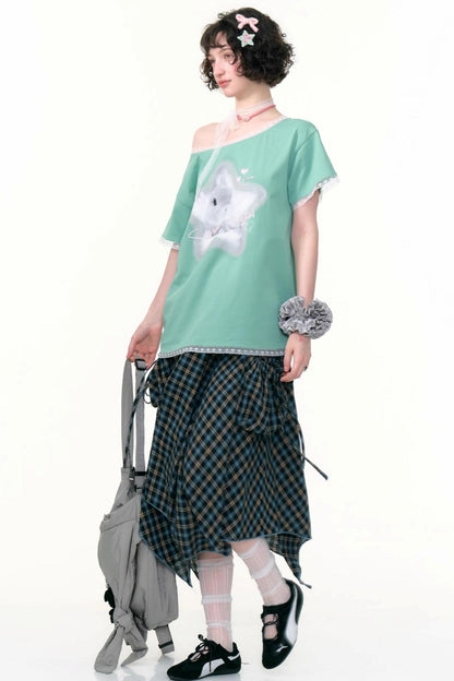 Star Rabbit Lace Short Sleeve T-shirt