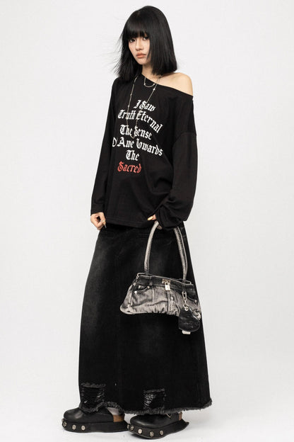 Autumn Spice Girl Denim Skirt