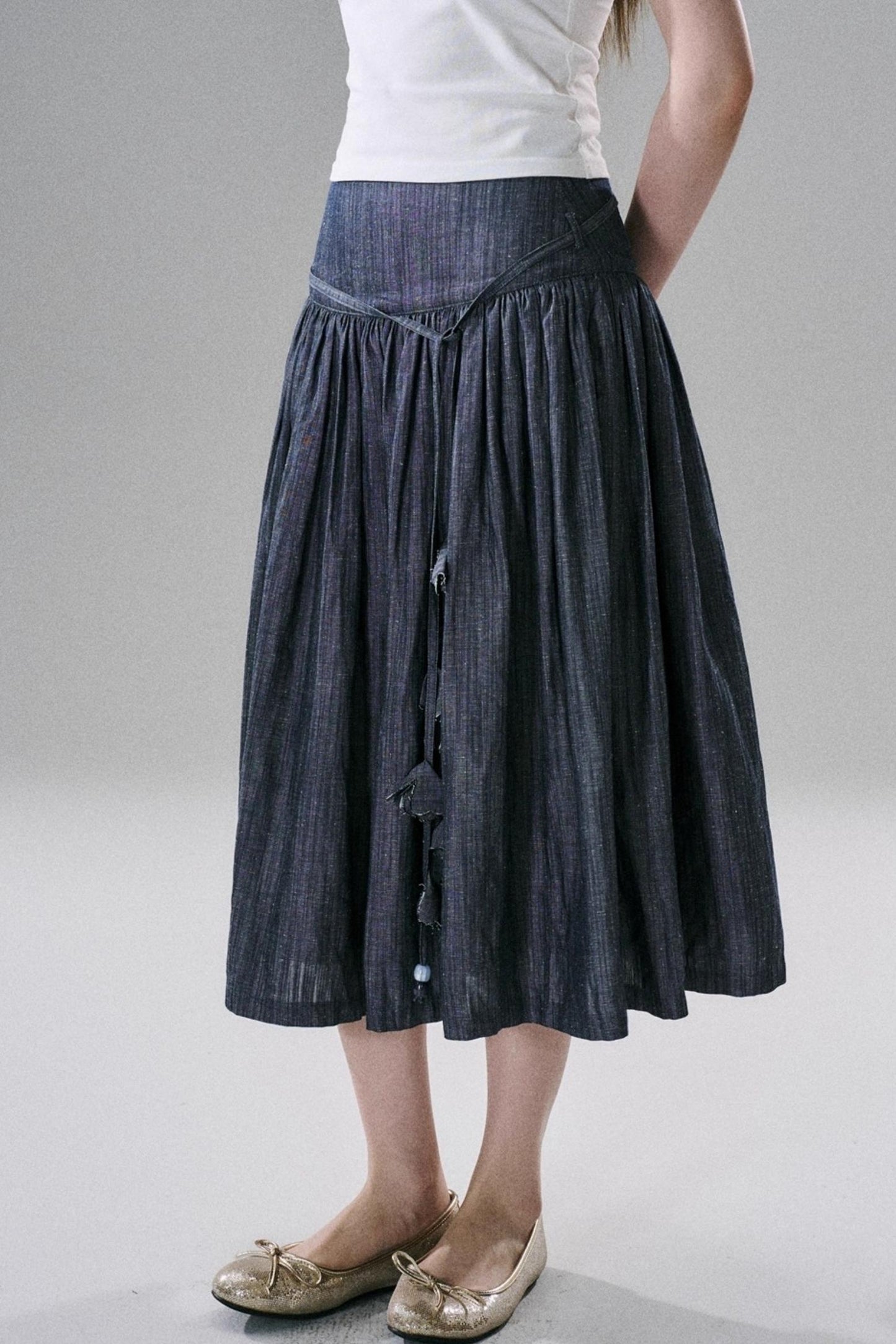 Soft Floral Belted Summer Skirt