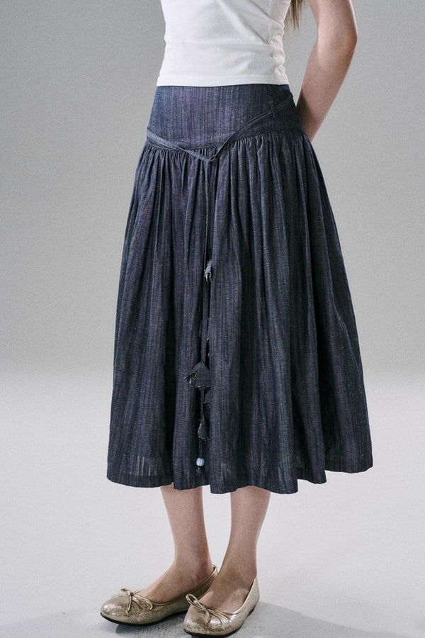 Soft Floral Belted Summer Skirt