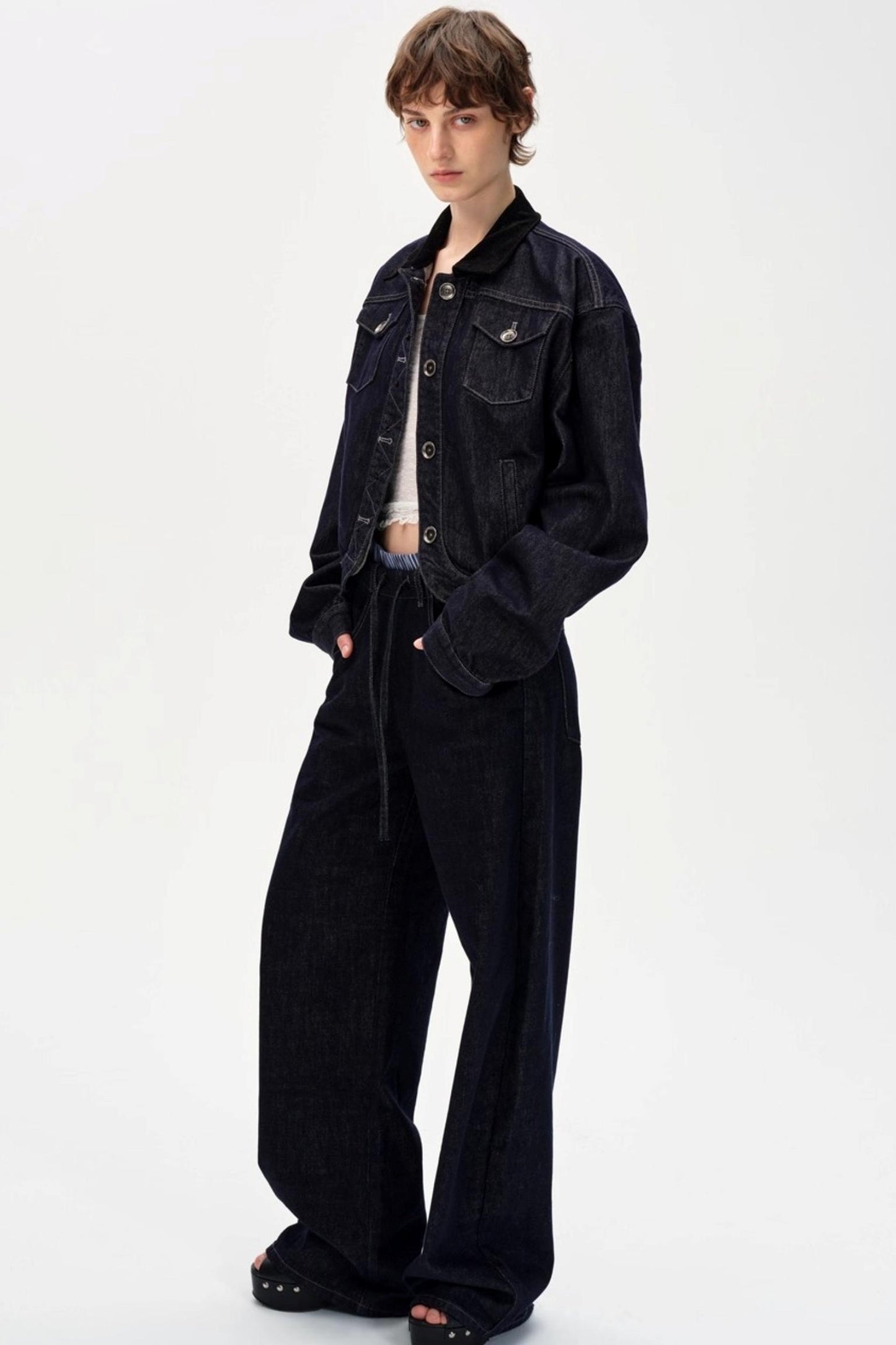 Cow Color Slim-Fitting Cotton Straight-Leg Pants