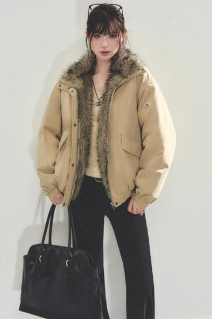 Retro Fur Collar Winter Coat