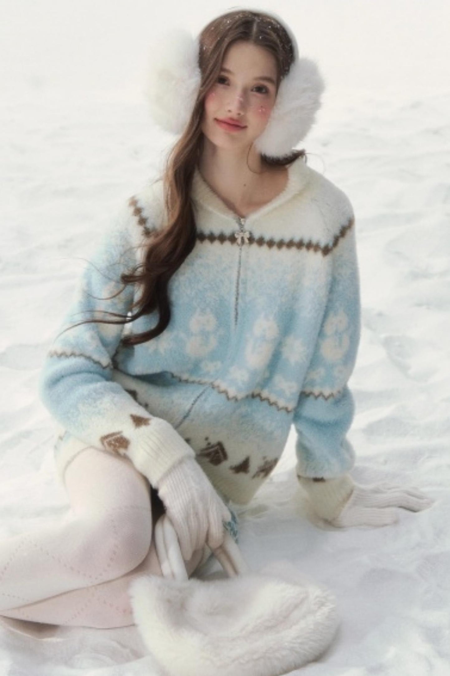 Fair Isle Mink Sweater Skirt Set-Up