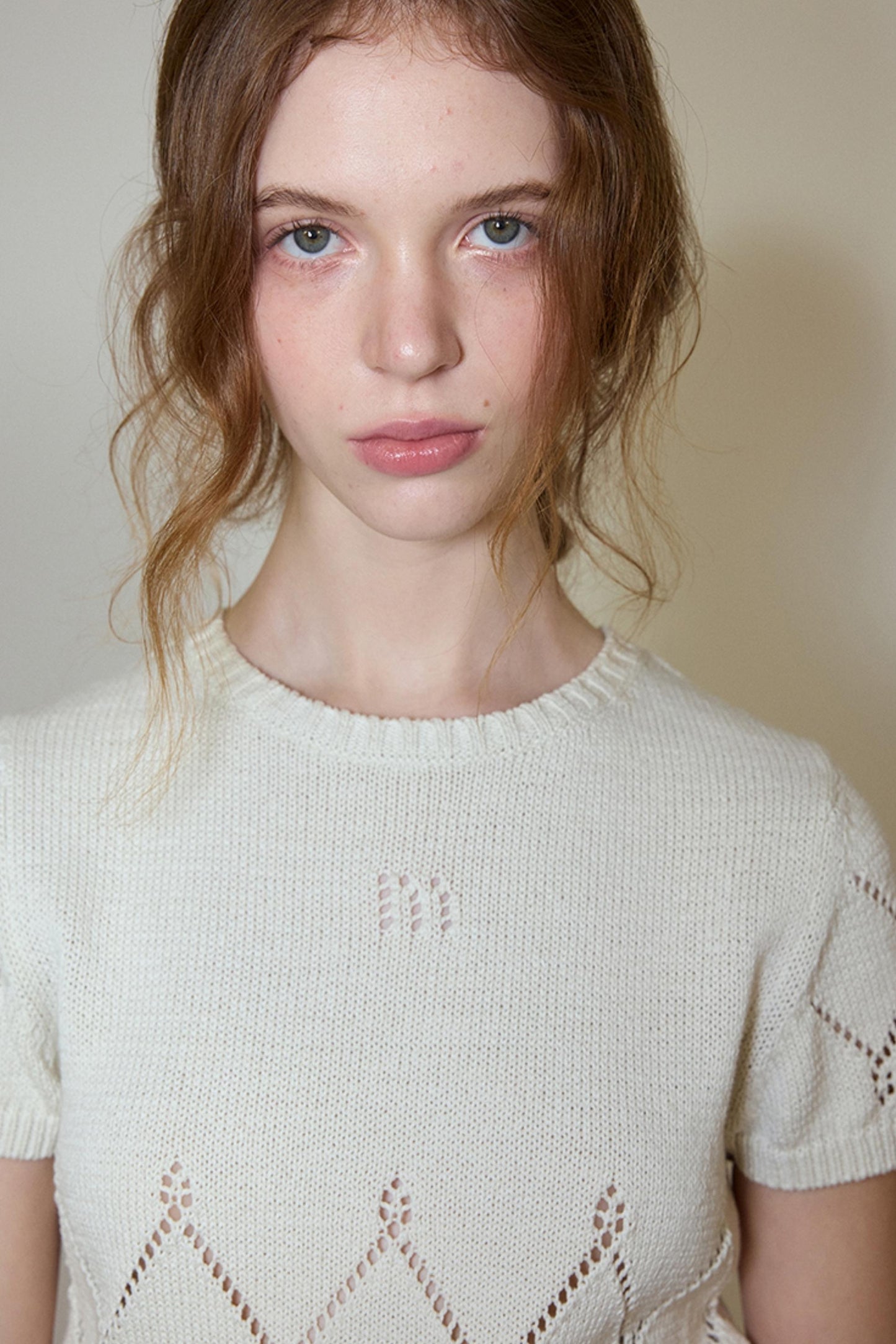 White- Navy Knit Tee