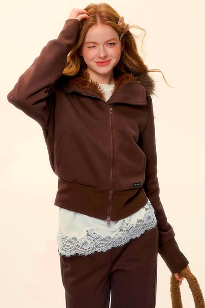 Retro Fleece Hooded Jacket Set-Up