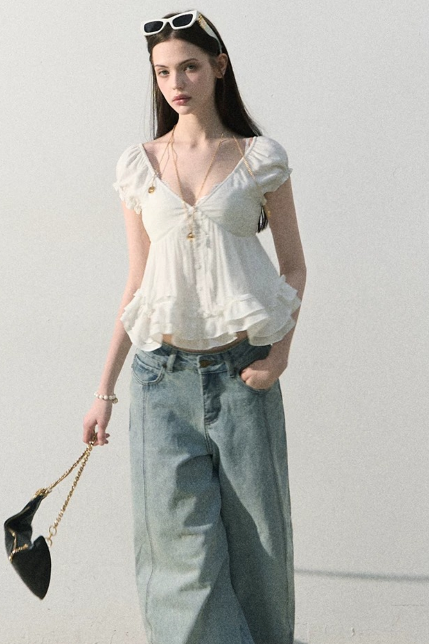 Lyocell Linen Ruffled Blouse