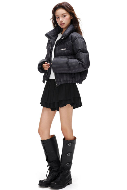 Suede Ruffled A-Line Skirt