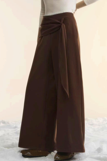 Retro Wide-Leg Tie-Up Pants