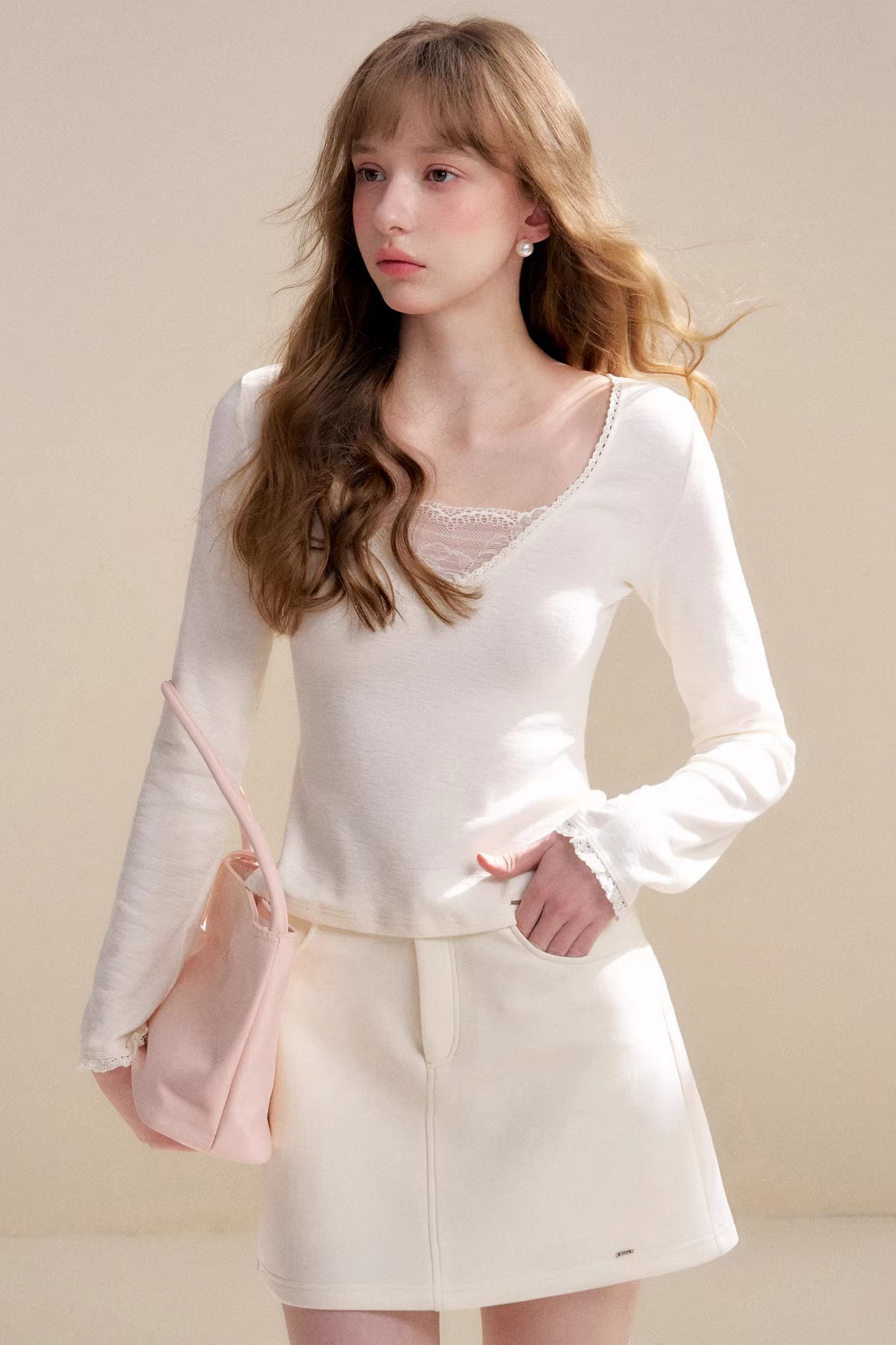 Unregelmäßiges Spitzen-Patchwork-Oberteil