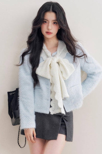 Winter Wool Blend Crew Neck Jacket