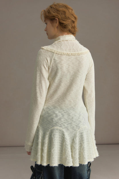 Stacked Knitted Lotus Leaf Long Top