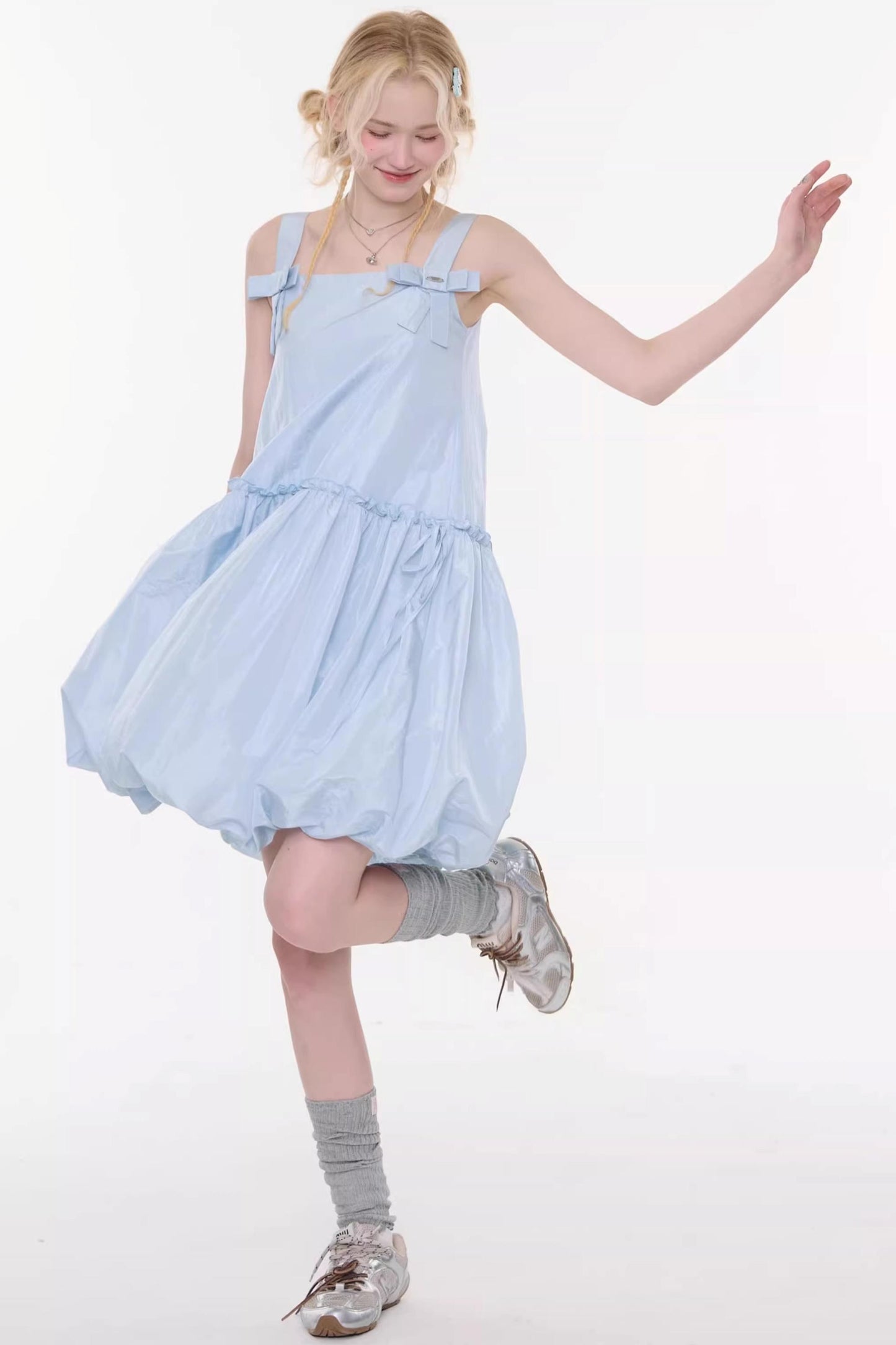 Summer Blue Bow-Tie Dress