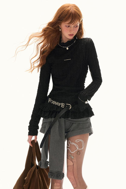 High-neck Slimming Long Sleeve Tee