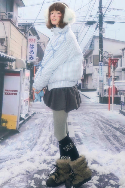 Blue Plaid Padded Jacket