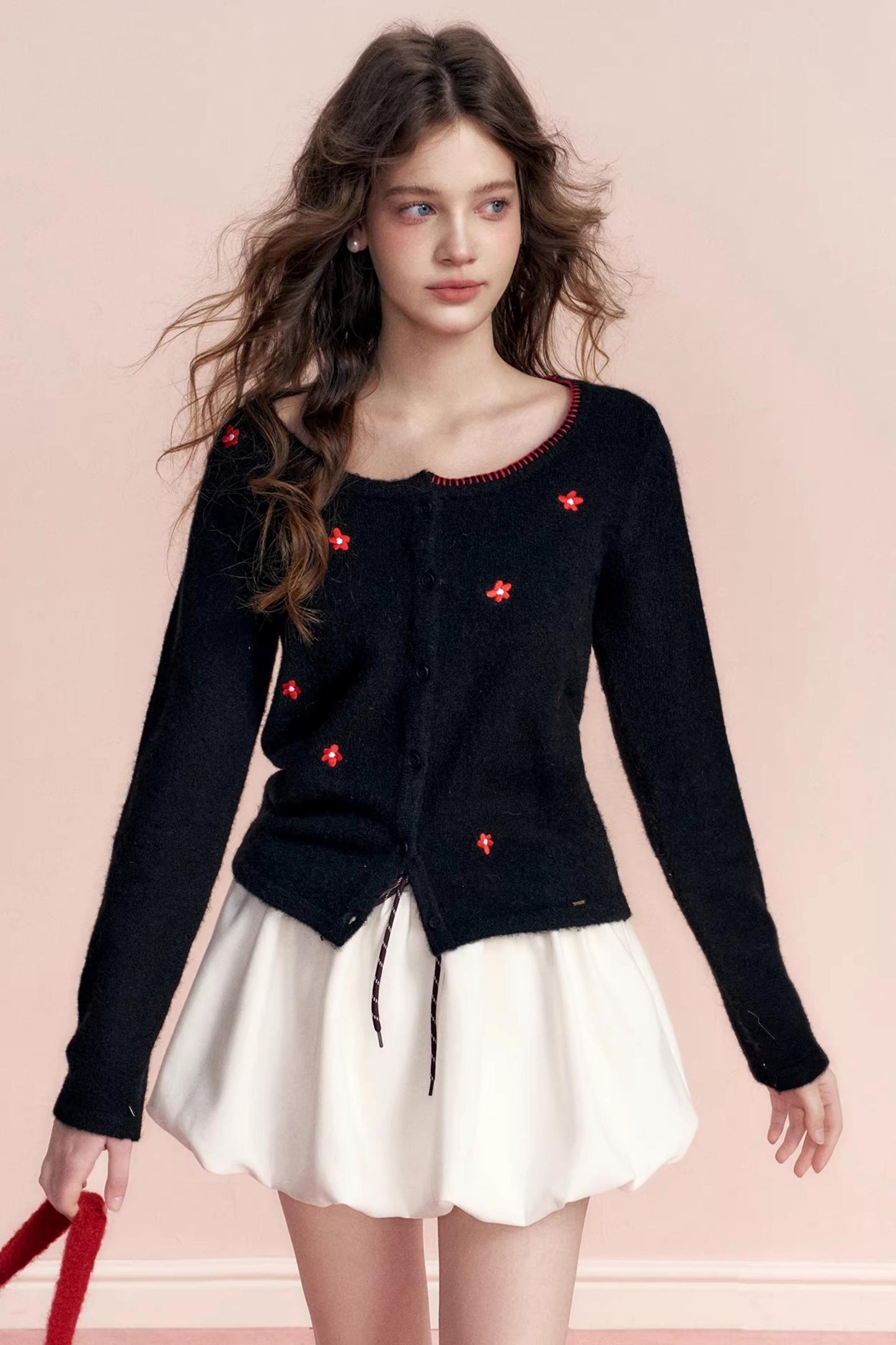 Color-Blocked Velvet Wool Cardigan