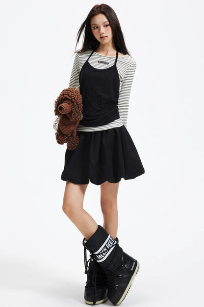 Patchwork Faux Layered Knit Top